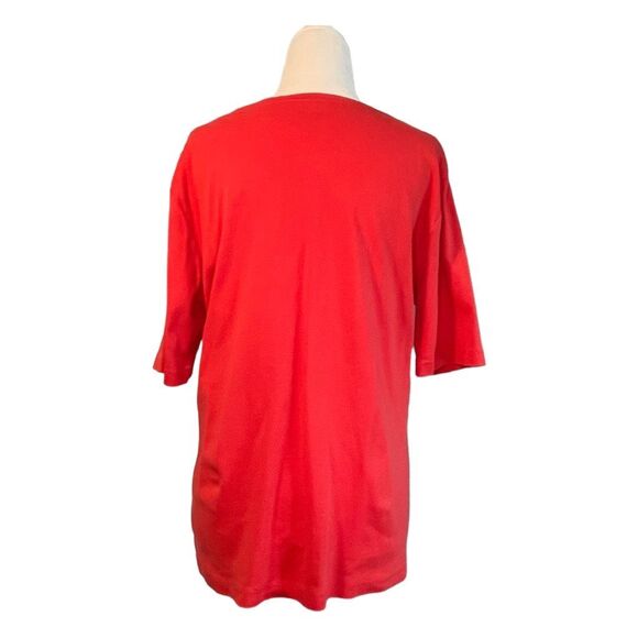 Chico's True Color Tee Red V-Neck Short Sleeve Basic Cotton Top 2 L - Picture 2 of 5